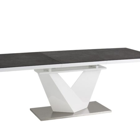 STÓŁ ALARAS II  CZARNY EFEKT KAMIENIA / BIAŁY LAKIER 120(180)X80