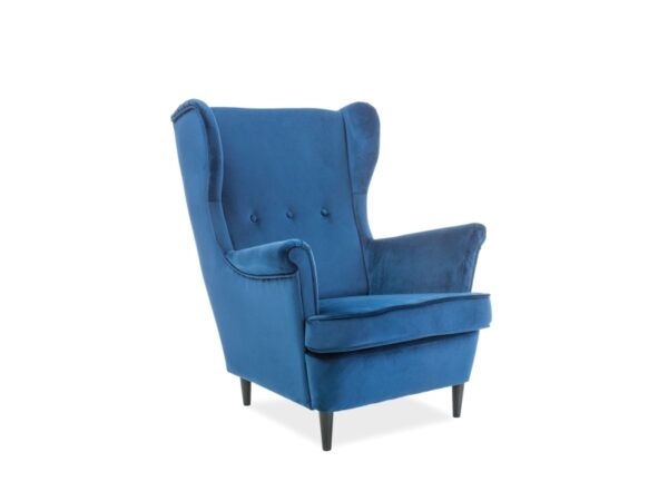 FOTEL LORD VELVET GRANATOWY BLUVEL 86 / WENGE