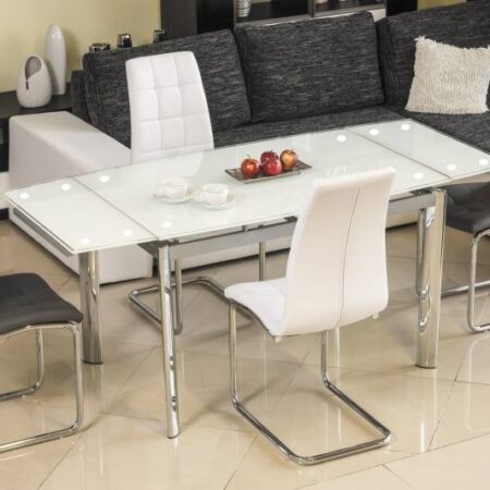 STÓŁ GD020 BIAŁY/CHROM 120(180)x80
