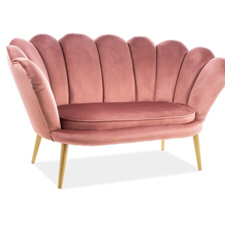 SOFA MAGNOLIA 2 VELVET ANTYCZNY RÓŻ BLUVEL 52 / ZŁOTY